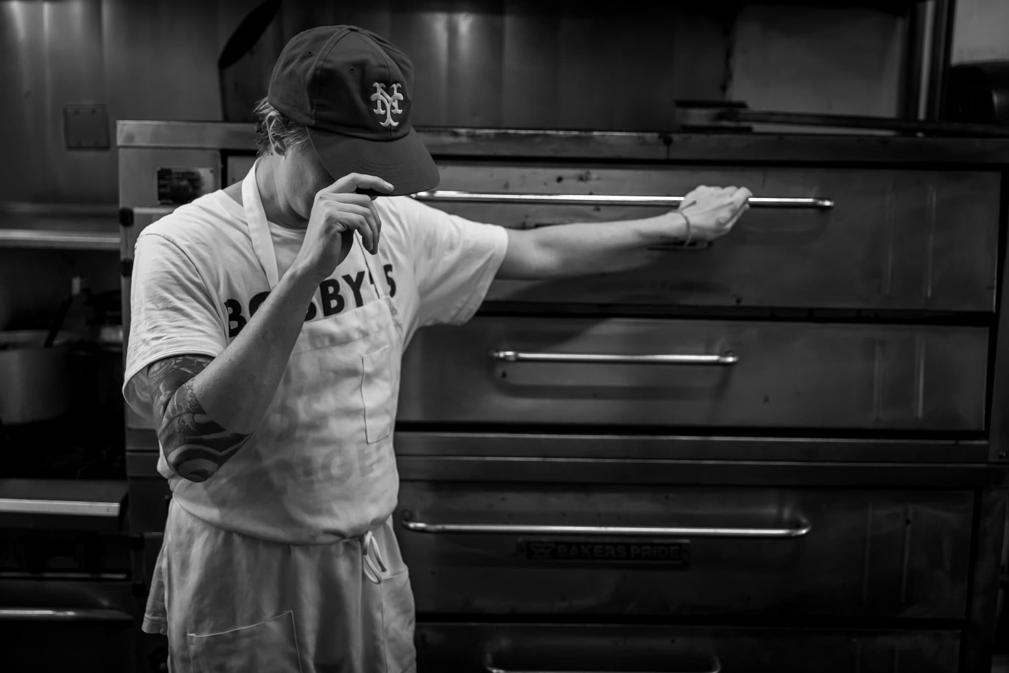 Bobby at the pizza oven